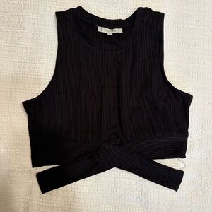Black Cropped & Ribbed Tank Top